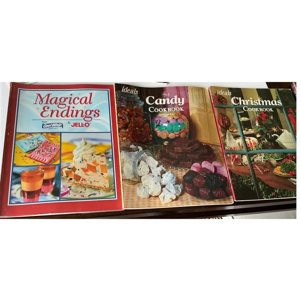 Ideals Vintage Cookbook Lot Christmas Candy Magical Endings Retro Recipes 3pc